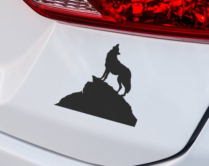 Wolf Howling Vinyl Decal: Durable Car, Wall, Window Sticker