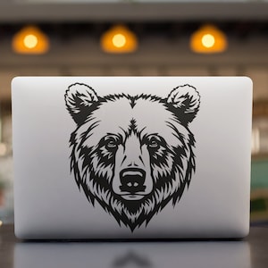 Grizzly Bear Head Vinyl Decal: Weather-Resistant Sticker