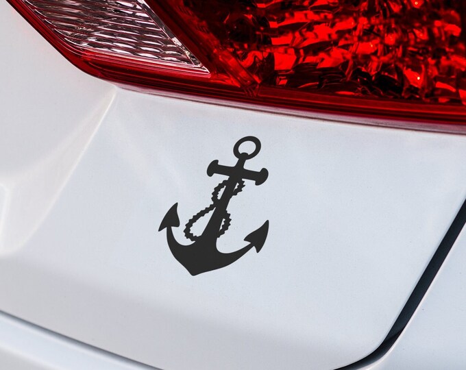 Nautical Vinyl Decal of Anchor with Rope - Boats, Cars and Beach-Themed Décor - Water-Resistant Outdoor Removable Wall Car Laptop Sticker