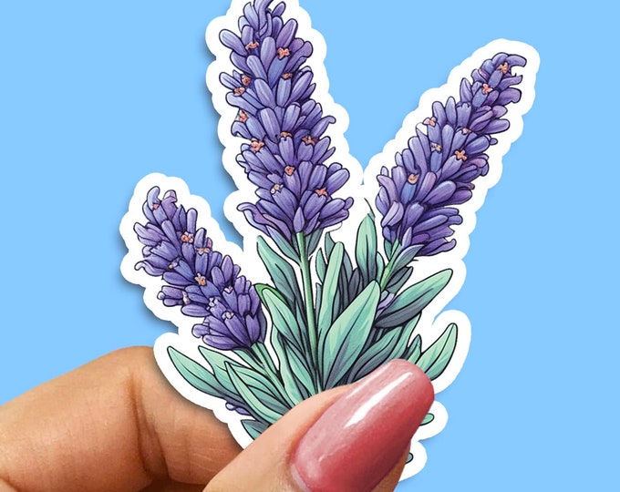 Lavender Floral Vinyl Sticker: Waterproof Laptop Decal