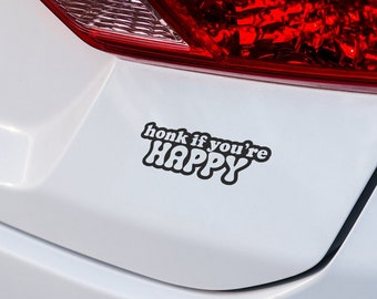 Happy Car Vinyl Decal - Honk if You're Happy - Spread Joy on the Road - High-Quality Vehicle Sticker for Joyful Drivers, Colourful Car decor