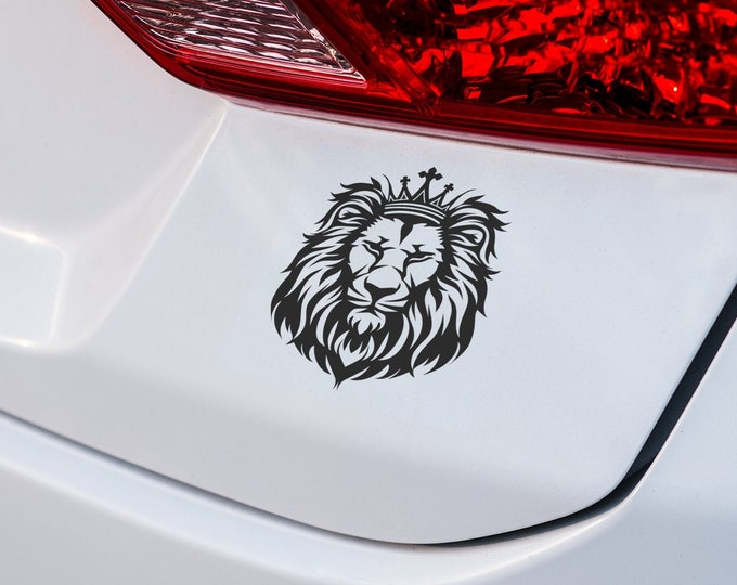 Lion with Crown Vinyl Decal: Royal Car Sticker