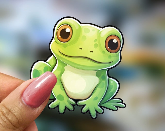 Cute Cartoon Frog Sticker - Kawaii Colourful Frog Decal for Laptops, Planners, and More - Unique Gift for Frog Lovers