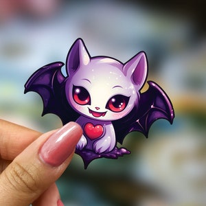 Sticker chauve-souris vampire dessin animé kawaii coloré - sticker en vinyle amusant pour les enfants, parfait pour les ordinateurs portables, téléphones, cahiers - cadeau d'Halloween unique