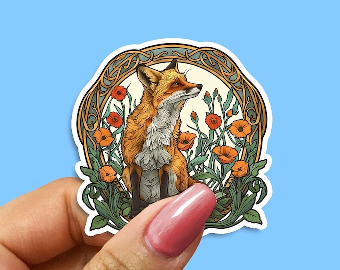 Art Nouveau Fox Sticker: Decorative Car/Wall Decal