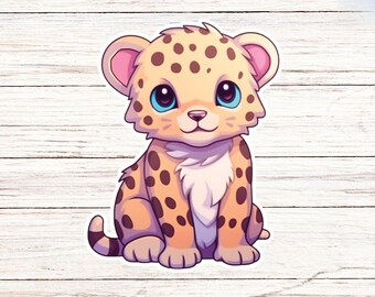 Kawaii Leopard Vinyl Aufkleber Aufkleber, niedlicher Tierdruck