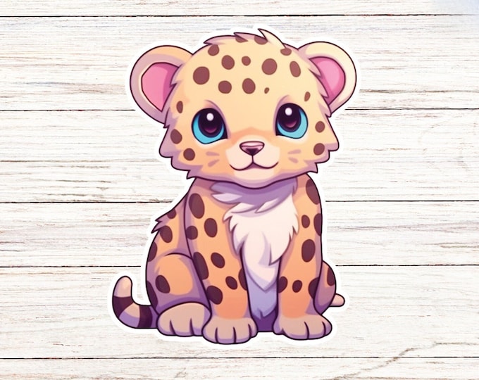 Kawaii Leopard Vinyl Decal Sticker, Cute Animal Print