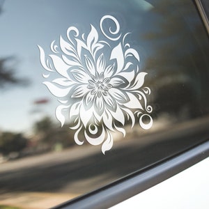 Mooie bloem vinyl decal, bloemen sticker, woondecoratie, natuur kunst aan de muur, laptop sticker, autoraamdecoratie, cadeau voor haar