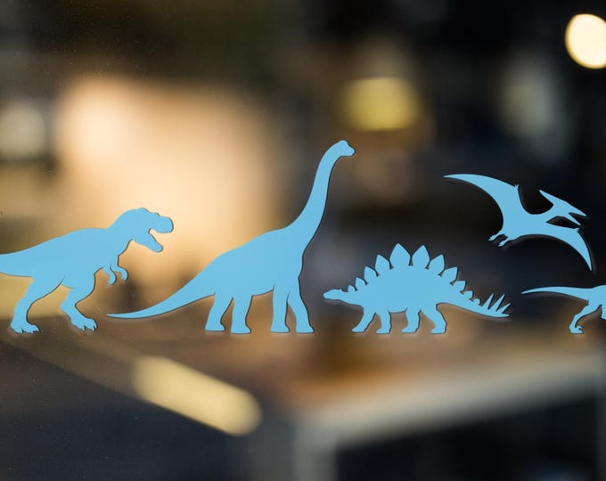 5 Piece Dinosaur Silhouette Vinyl Decal Pack for Windows Walls Cars and Laptops
