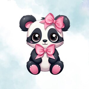 Adorável adesivo de vinil Panda com laço rosa – perfeito para decalques de laptop, scrapbooking, decorações de planejador