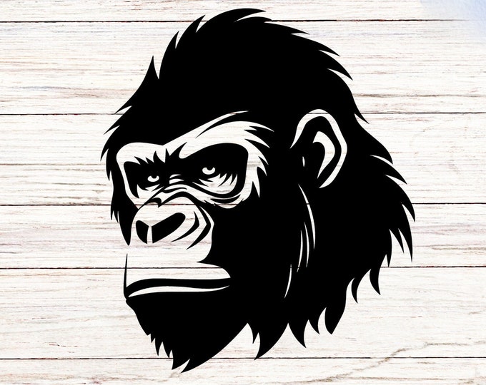 Gorilla Vinyl Decal: Waterproof Black Ape Sticker