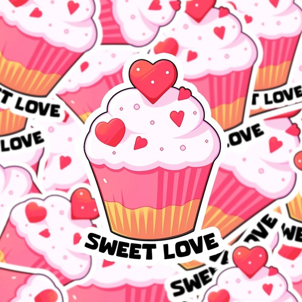 Charming Sweet Love Cupcake Sticker, Romantic Gift for Him and Her, Ideal for Journals, Notebooks, Laptops, Unique Valentine's Day Surprise