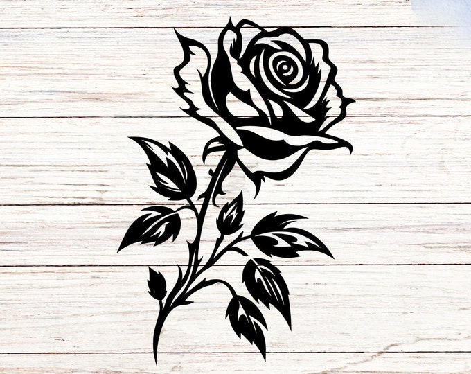 Rose Vinyl Decal, Floral Sticker for Laptop, Phone, Tumbler, Water Bottle, Planner - Botanical Design, Garden Decor, Nature Inspired Gift