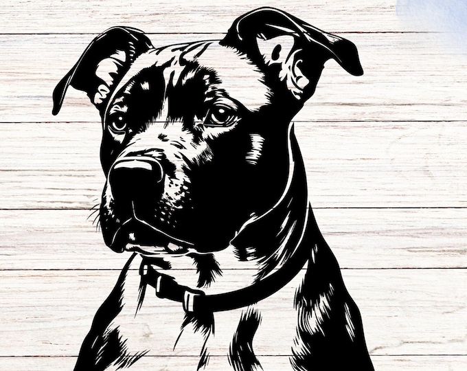 Staffy Dog Vinyl Decal: Car, Van, Truck, Laptop, Mirror Sticker