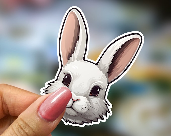 White Rabbit Head Sticker: Adorable Bunny Decal