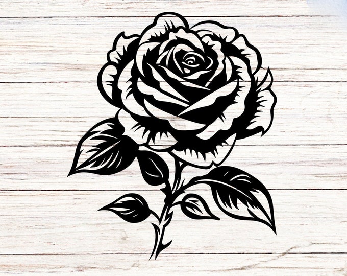 Rose Vinyl Decal - Custom Floral Sticker, Beautiful Rose Wall Decal, Home Decor, Laptop Decal, Car Window Sticker, Durable Vinyl Art