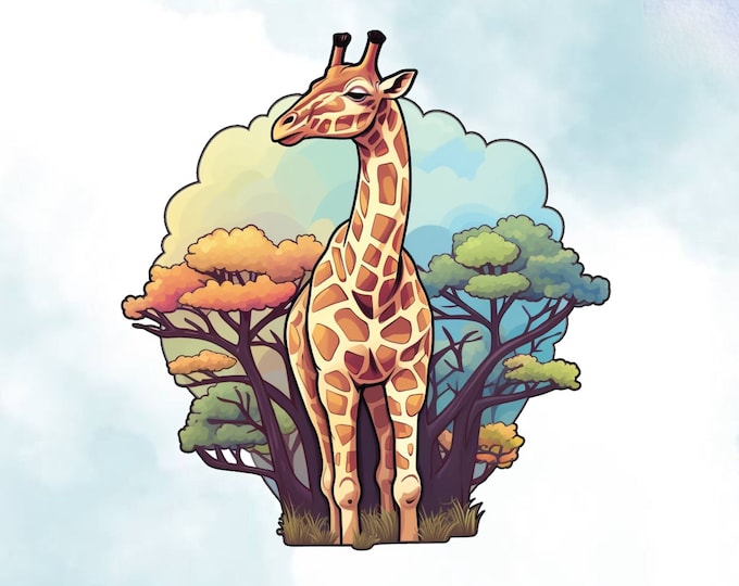 Giraffe Tree Vinyl Decal: Jungle Safari Wall Art