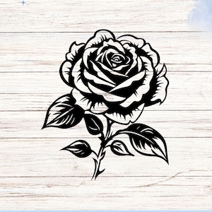 Vinylsticker roos - sticker aangepaste bloemen, mooie roos muursticker, woondecoratie, laptopsticker, autoraamsticker, duurzame vinylkunst