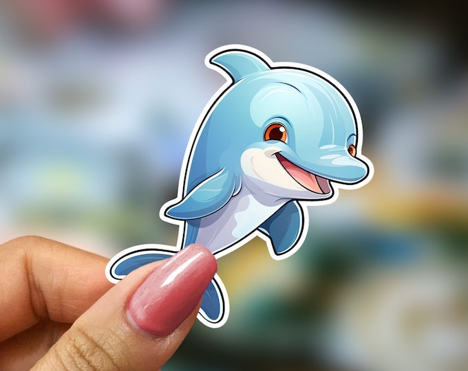 Playful Dolphin Vinyl Sticker: Ocean Laptop Decal