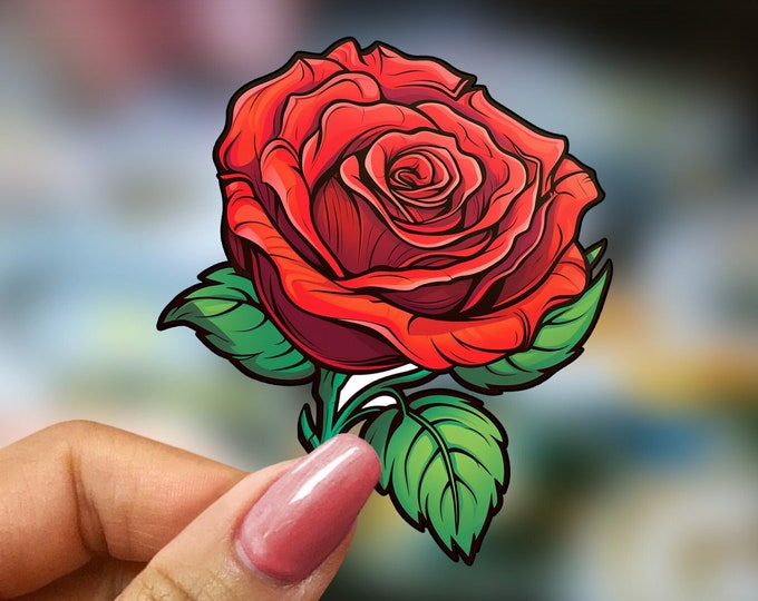 Adorable Vibrant Rose Sticker - Premium Quality Vinyl, Decorative Floral Decal for Laptops, Journals & More