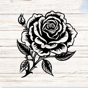 Vinylsticker elegante roos - sticker prachtige bloem voor laptops, waterflessen, autoruiten, muren en meer - op de natuur geïnspireerd bloemdessin