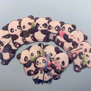 Paquete de 15 lindas pegatinas de panda Kawaii, calcomanías de animales para niños, accesorios de planificación, regalo temático japonés, arte panda, manualidades y diarios de bricolaje