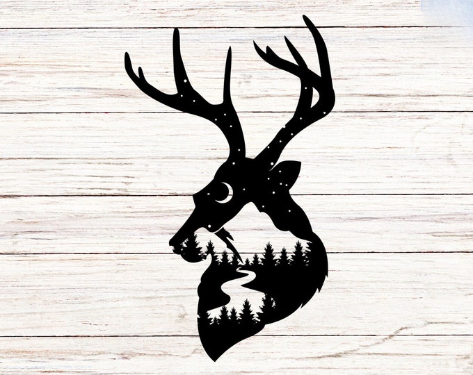 Starry Sky Deer Vinyl Decal: Calming Car/Laptop Sticker
