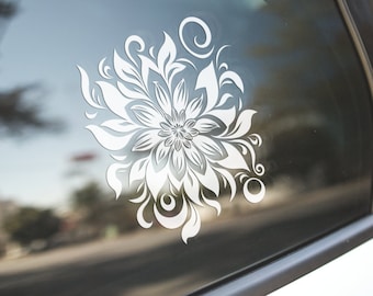 Beautiful Flower Vinyl Decal, Floral Sticker, Home Decor, Nature Wall Art, Laptop Decal, Car Window Decoration, Gift for Her