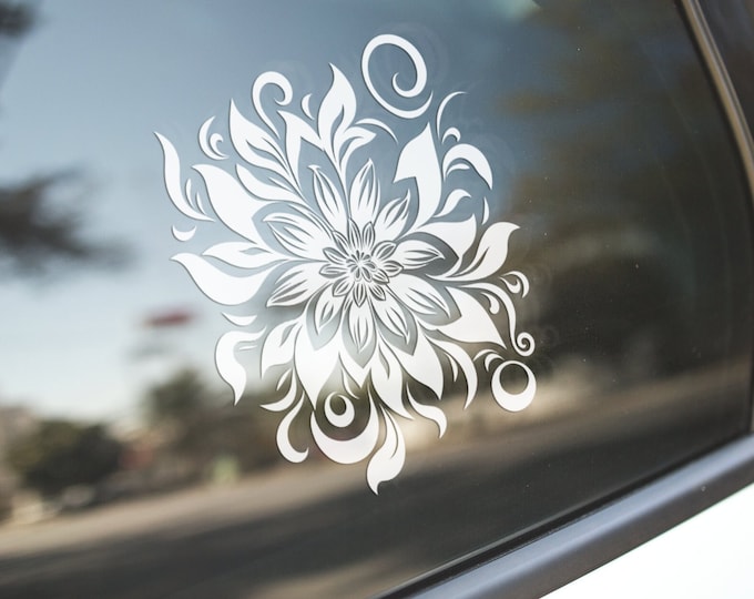 Beautiful Flower Vinyl Decal, Floral Sticker, Home Decor, Nature Wall Art, Laptop Decal, Car Window Decoration, Gift for Her