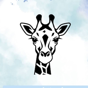 Vinylsticker giraffekop: sticker safariwagen, laptop, muurkunst
