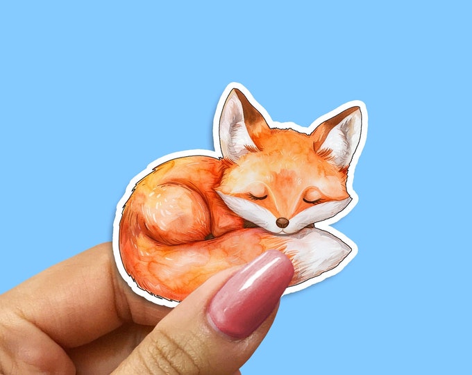Watercolor Fox Sticker: Hand-Painted Style Vinyl Decal