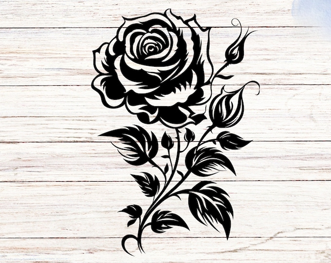 Rose Vinyl Decal Sticker, Floral Laptop Decal for Car, Water Bottle, Phone or Window, Flower Sticker, Botanical Decal, Rose Flower Decor