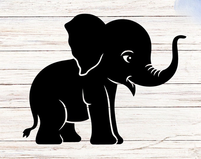 Cartoon Elephant Vinyl Decal, Waterproof Animal Sticker, Nursery Decor