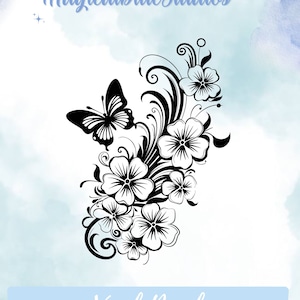 Stunning Butterfly with Floral Design Vinyl Decal – Premium Quality Home Decor, Perfect for Laptops, Cars, Windows