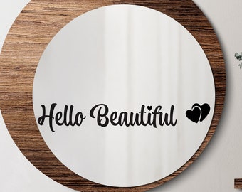 Hello Beautiful Motivational Wall Decal - Inspirational Quote Sticker - Home Office Decor - Positive Affirmation - Bedroom Living Room Decor