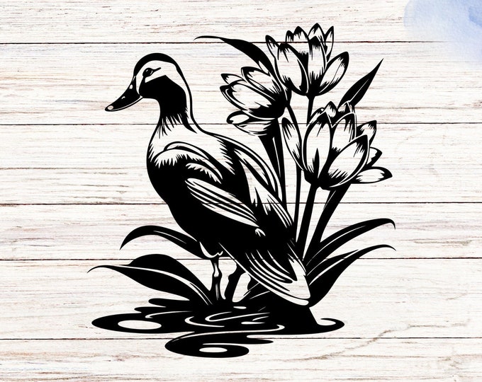 Duck in Pond Vinyl Decal: Car, Mirror, Home Decor
