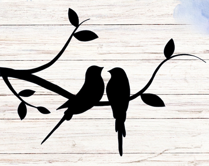 Birds On Branch Vinyl Sticker: Waterproof Car/Laptop Decal