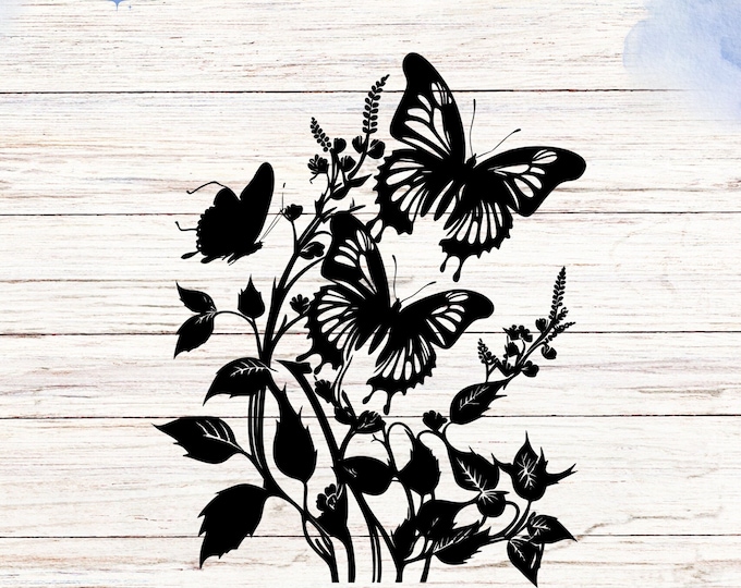 Flying Butterfly Flower vinyl decal, Car decal, car stickers, car accessories, wall art, wall decor, wall prints, Mirror decal