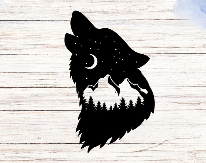 Mountain wolf vinyl decal, Wolf car decal, Multiple sizes and colours available, Relaxing wall art, Laptop Sticker, Free UK Shipping