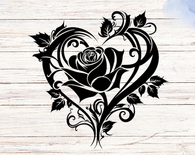 Rose Flower Heart vinyl decal, Car decal, car stickers, car accessories, wall art, wall decor, wall prints, Mirror decal
