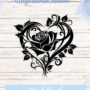 Vinylsticker Rose Flower Heart, autosticker, autostickers, autoaccessoires, kunst aan de muur, wanddecoratie, muurafdrukken, spiegelsticker