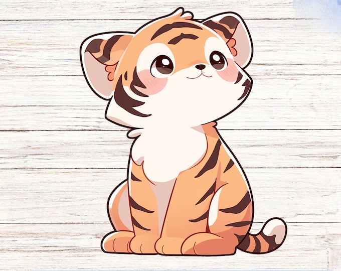 Cute Chibi Tiger Sticker - Kawaii Vinyl Animal Decal