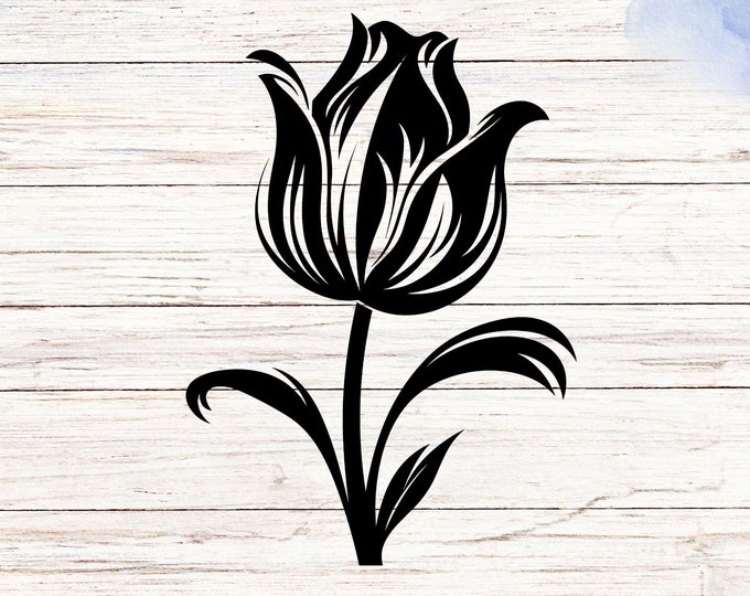 Tulip Vinyl Decal, Floral Laptop Sticker, Spring Decoration, Flower Car Window Decal, Garden Wall Art, Nature Decor, Plant Bumper Sticker
