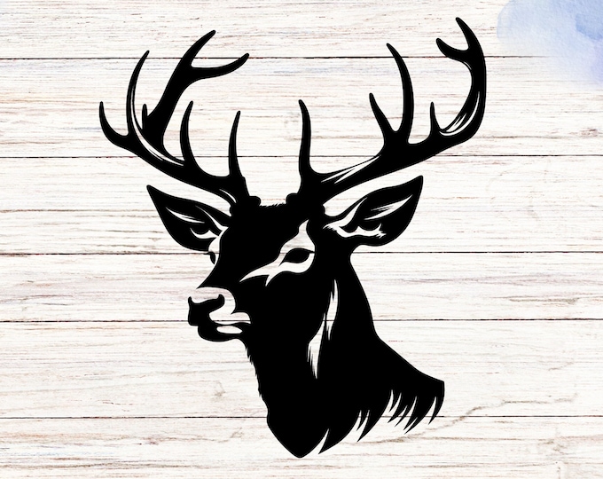 Deer Head Vinyl Decal: Rustic Wildlife Silhouette Sticker