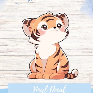 Niedlicher Chibii Tiger Aufkleber - Kawaii Tier Vinyl Aufkleber für Wasserflaschen, Laptops, Telefone, Planer und mehr