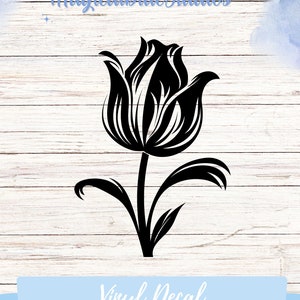 Tulip Vinyl Decal: Spring Floral Laptop Sticker, Car Window, Wall Art