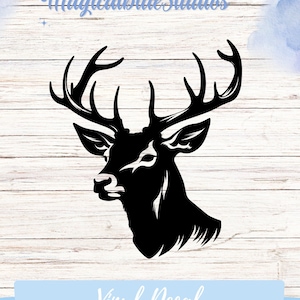 Deer Head Vinyl Decal - Unique Wall Art for Rustic Home Decor - Wildlife Inspired Decal - Adhesive Silhouette Sticker for Decoration