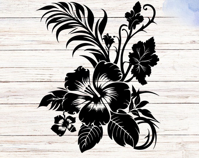 Hibiscus flower vinyl decal, car stickers, car accessories, wall art, wall decor, wall prints, tiki flower, wall stickers, wall art prints