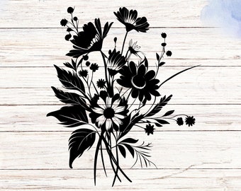 Adorable Bouquet of wild flowers with leaves, Car decal, car stickers, car accessories, wall art, wall decor, wall prints, Mirror decal