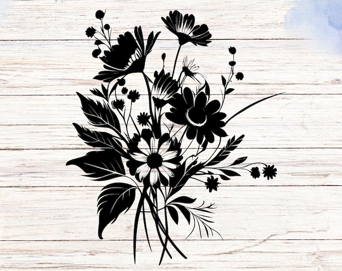 Adorable Bouquet of wild flowers with leaves, Car decal, car stickers, car accessories, wall art, wall decor, wall prints, Mirror decal